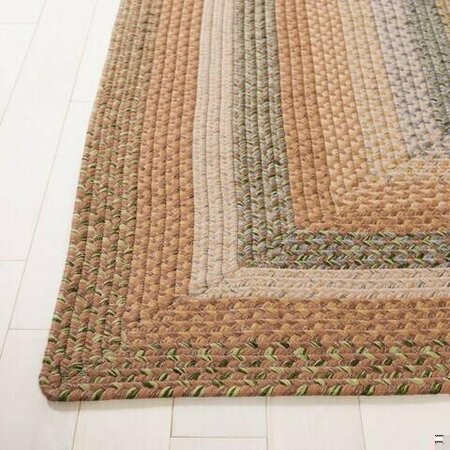 SAFAVIEH 8 x 8 ft. Round Braided- Tan and Multi Hand Made Rug BRD314A-8R